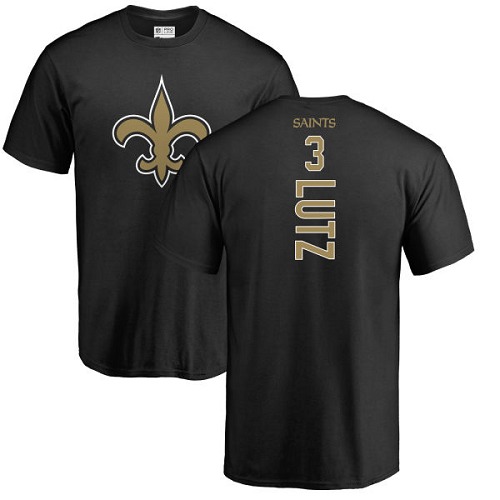 Men New Orleans Saints Black Wil Lutz Backer NFL Football #3 T Shirt->new orleans saints->NFL Jersey